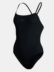 Speedo Womens/Ladies Endurance+ Thin Strap One Piece Bathing Suit - Black