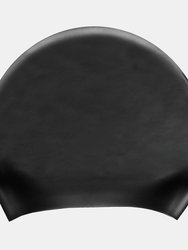 Unisex Adult Long Hair Silicone Swim Cap - Black
