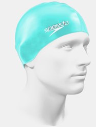 Unisex Adult Long Hair Silicone Swim Cap - Green