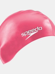 Unisex Adult Long Hair Silicone Swim Cap - Pink