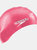 Unisex Adult Long Hair Silicone Swim Cap - Pink