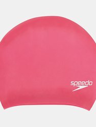 Unisex Adult Long Hair Silicone Swim Cap - Pink - Pink