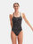 Womens All-Over Print Cross Back One Piece Bathing Suit - Black - Black