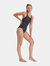 Womens Hyperboom Medalist All-Over Print One Piece Bathing Suit - Black/Silver