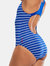 Womens/Ladies Medalist One Piece Bathing Suit - Blue/White