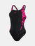 Womens/Ladies Muscleback Logo One Piece Bathing Suit - Black/Pink - Black/Pink