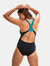 Womens Laneback One Piece Bathing Suit - Black/Green