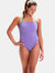 Womens Lattice One Piece Bathing Suit - Lilac - Lilac