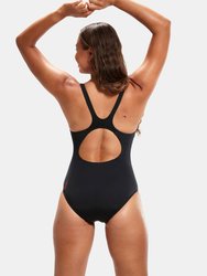 Womens Placement Panel One Piece Bathing Suit - Black/Red