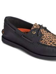 Men's A/O 2-Eye Leather Boat Shoes - Cheetah Black