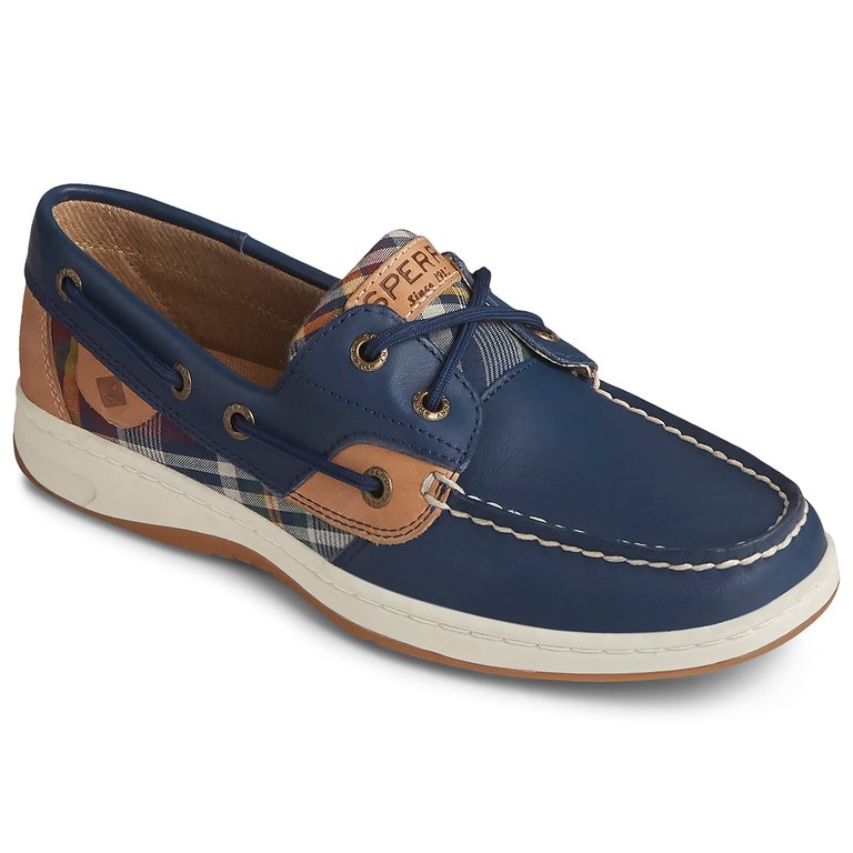 Women's Bluefish Plaid Boat Shoes - Navy