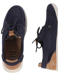 Women's Vulcanized Plushwave Athleisure Boat Leather Shoes - Navy