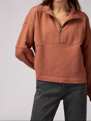 Shay Half Zip Sweater - Deep Rust