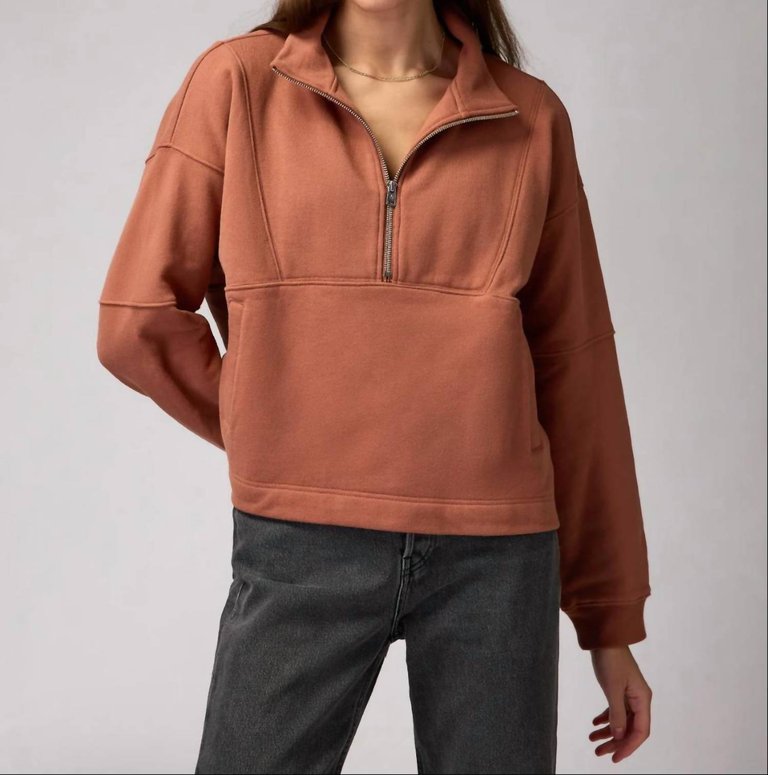 Shay Half Zip Sweater - Deep Rust