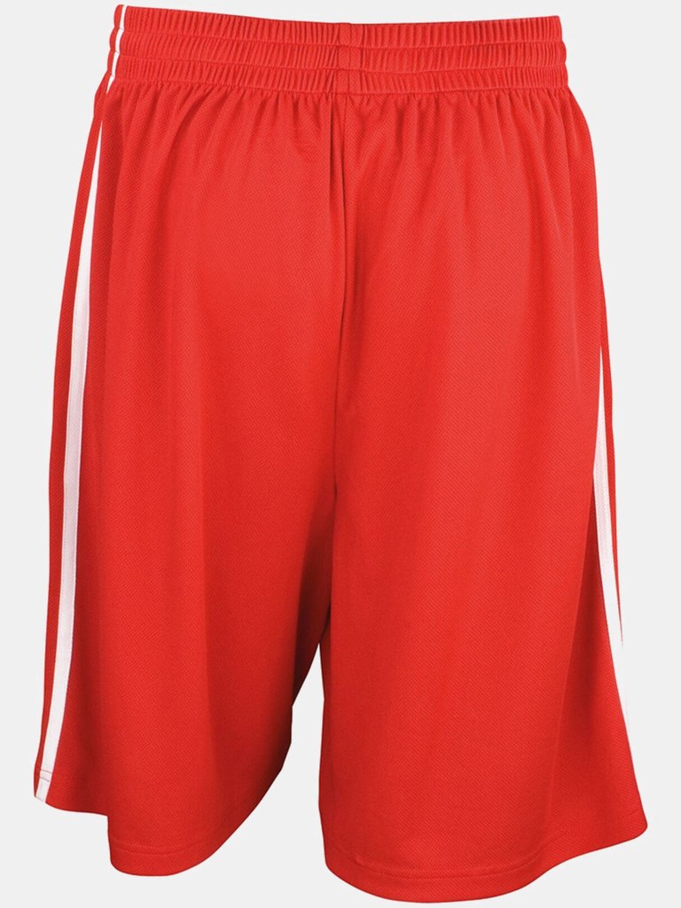 Spiro Mens Quick Dry Basketball Shorts (Red/White) - Red/White