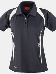 Spiro Womens/Ladies Sports Team Spirit Performance Polo Shirt (Black/White)