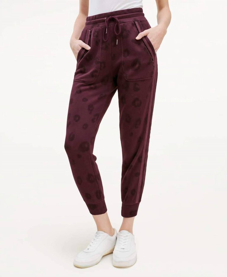 Corinna Jogger Pant In Black Cherry Leopard - Black Cherry Leopard