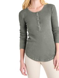 Forever Henley Long Sleeve Top - Olive