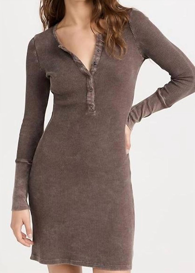 Forever Henley Mini Dress In Chocolate