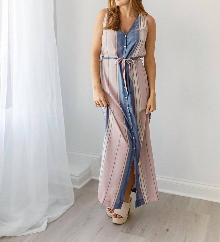 Kayla Maxi Dress In Patina Stripe - Patina Stripe