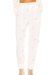 Snowland Embroidered Jogger In Ivory - Ivory