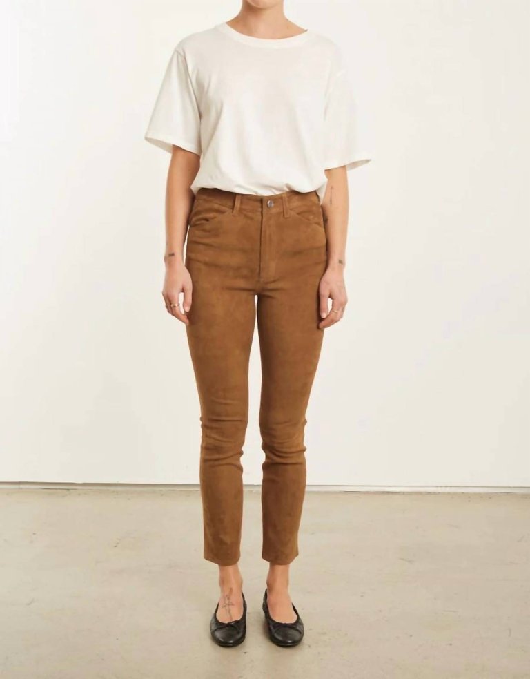 5 Pocket Ankle Pants In Dark Cognac - Dark Cognac