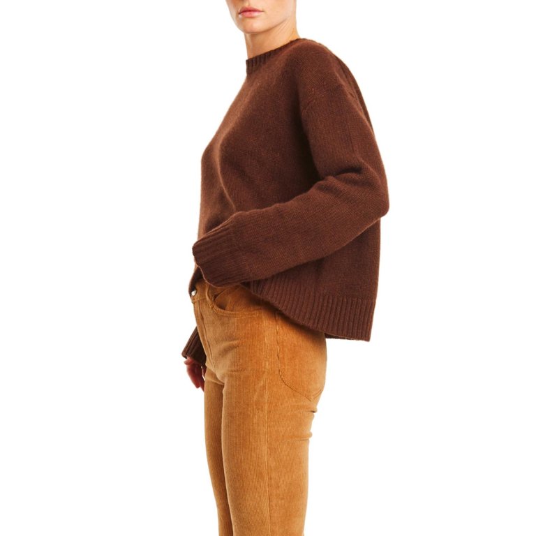 Heavy Cashmere Sweater In Americano