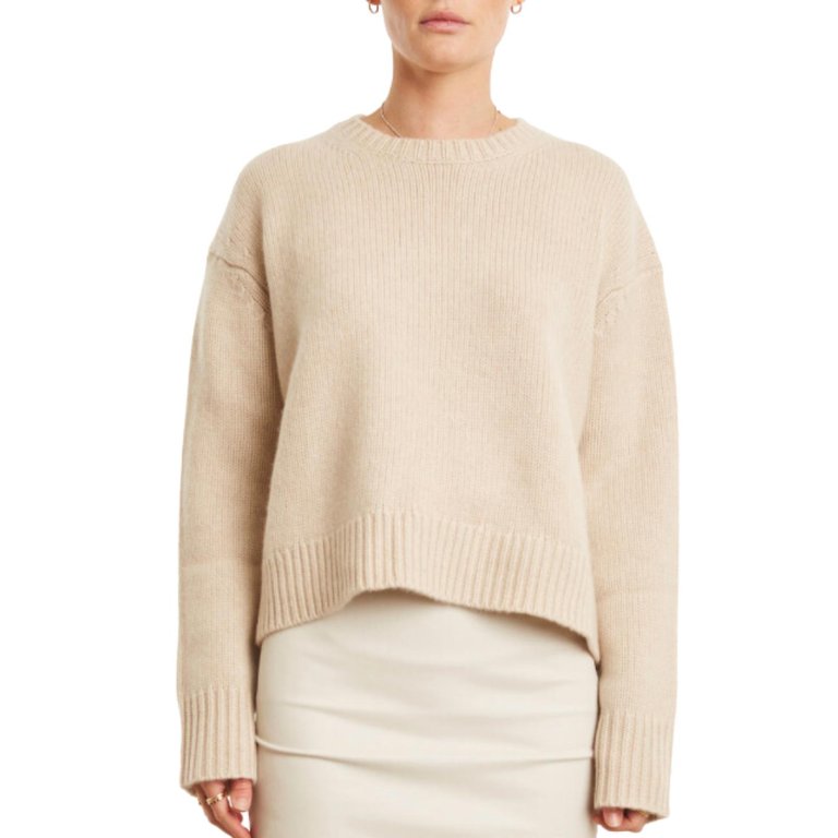 Heavy Cashmere Sweater In Wheat - Wheat