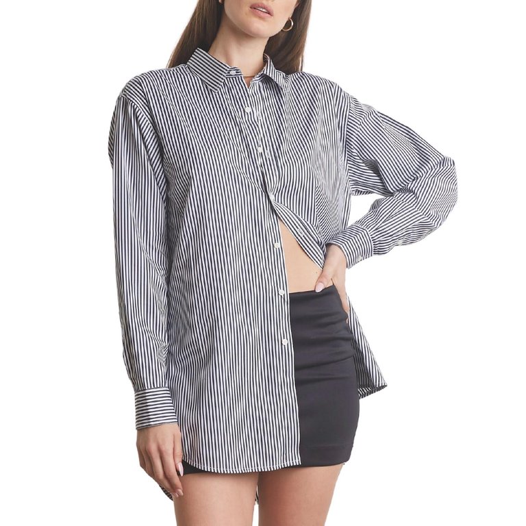 Oversized Shirt In Striped Blue - Striped Blue