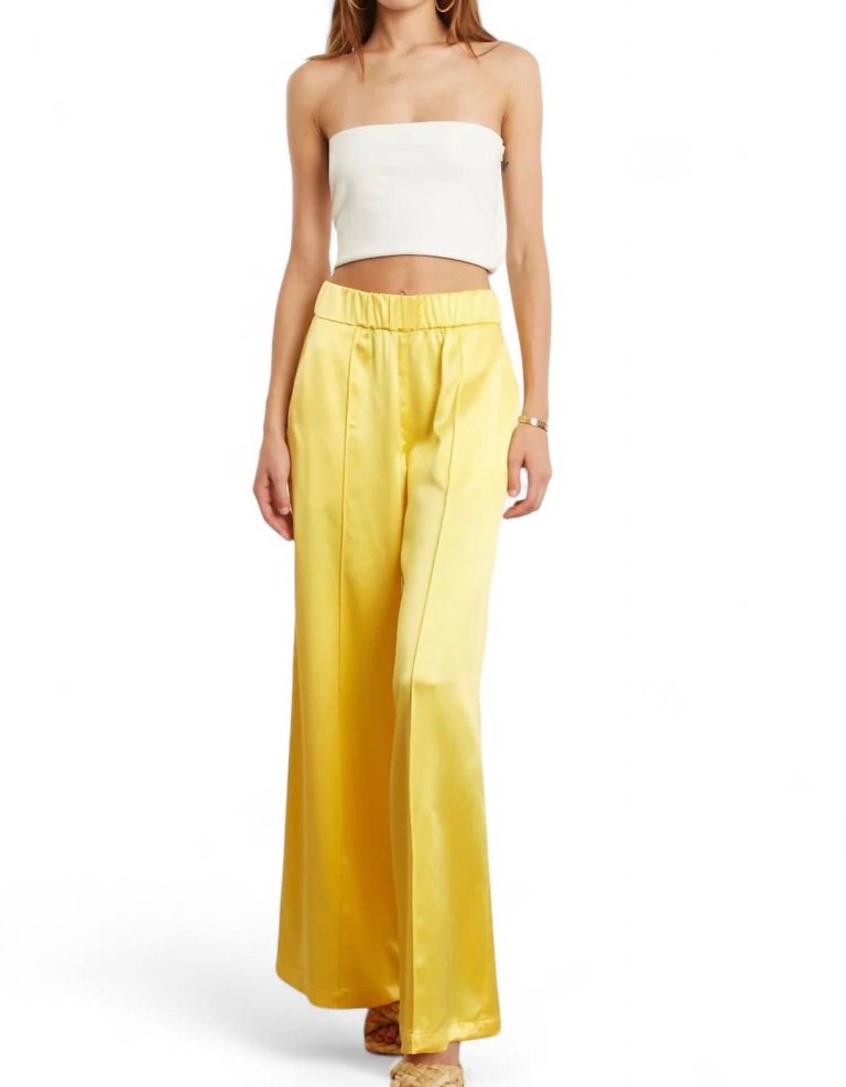 Wide Leg Pintucks Pant In Yellow