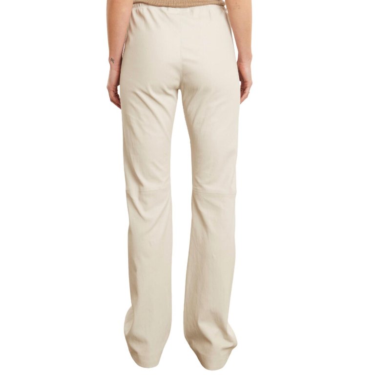 Women's Leather Drawstring Jogger In Chalk