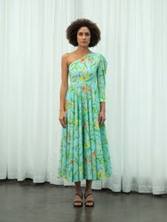 Aqua Kaner One-Shoulder Maxi Dress - Aqua Green