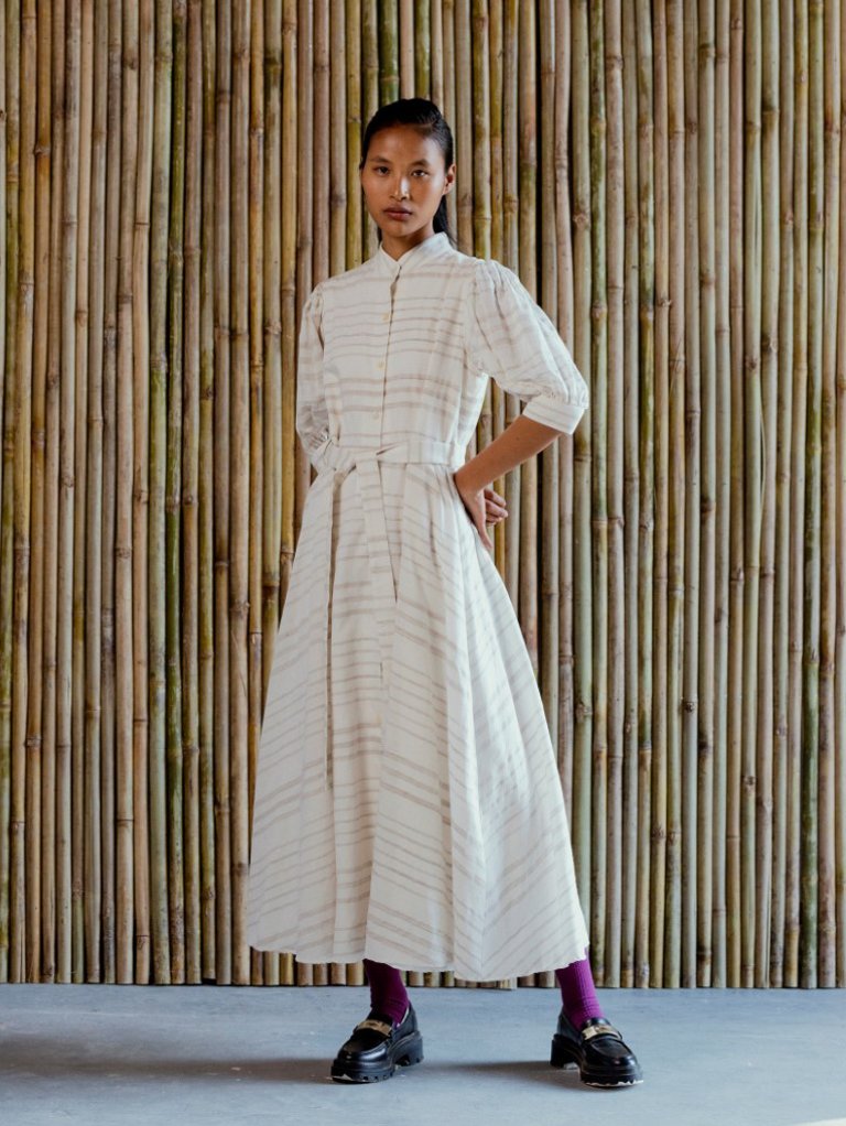 Audrey Handwoven Dress in Off white - Off white