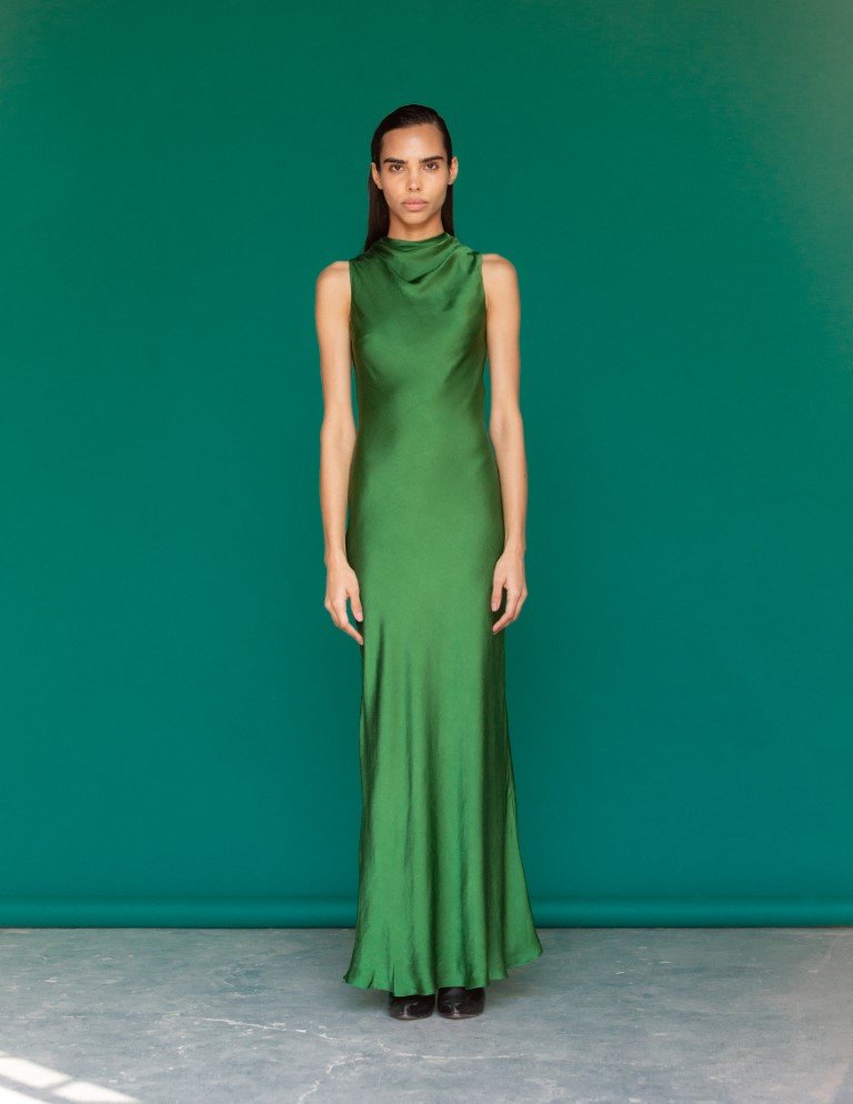 Eve Silk Dress In Green