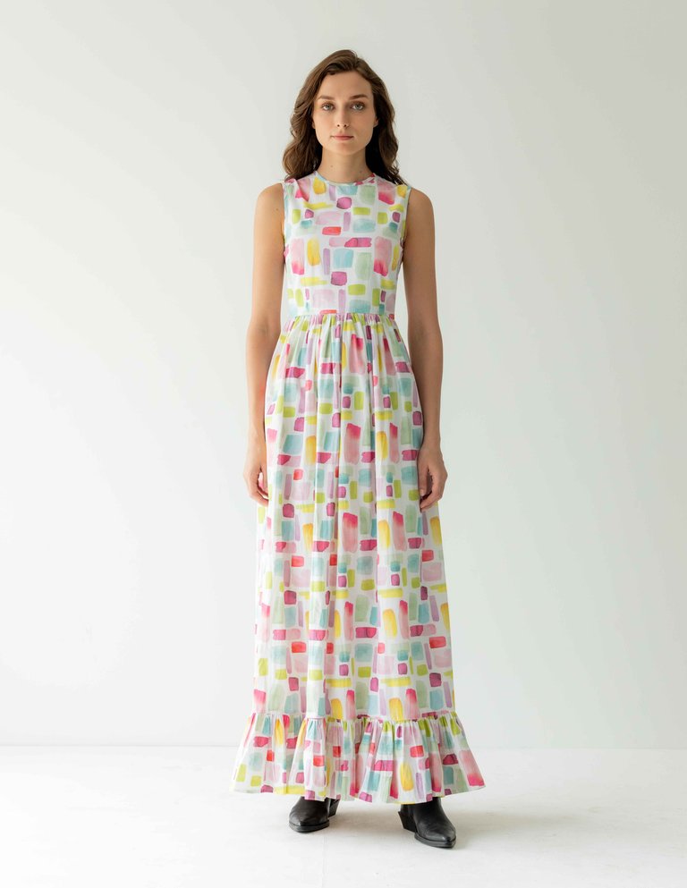 Lucie Dress - Off White Multicoloured