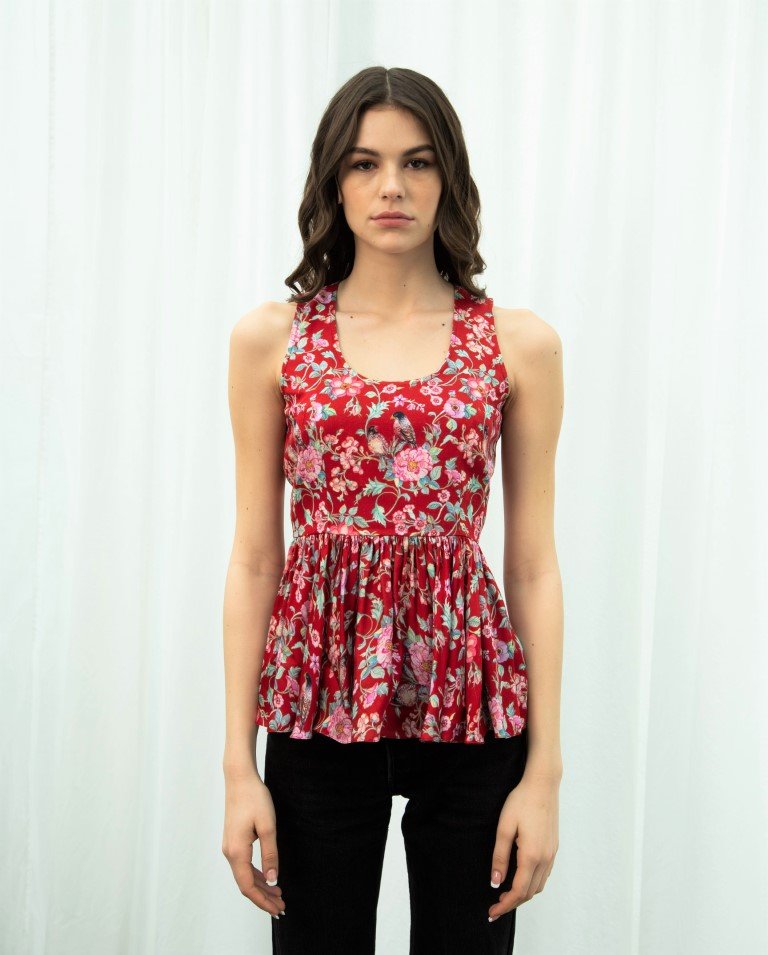 Red love birds top - Red