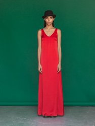 Sofia Silk Dress in Red - Red
