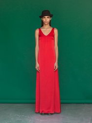 Sofia Silk Dress in Red - Red