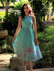 Teal spider lily dress - Teal