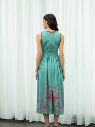 Teal spider lily dress