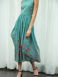 Teal spider lily dress
