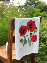 Poppies Tea Towel - White