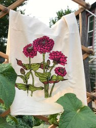 Zinnias Tea Towel - White