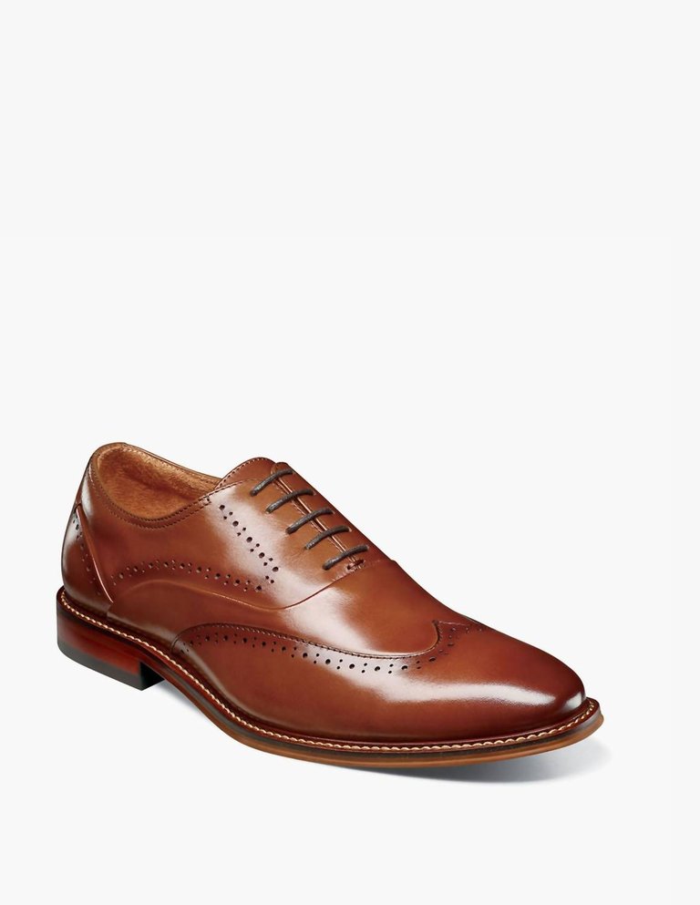 Macarthur Wingtip Oxford Shoe In Cognac - Cognac