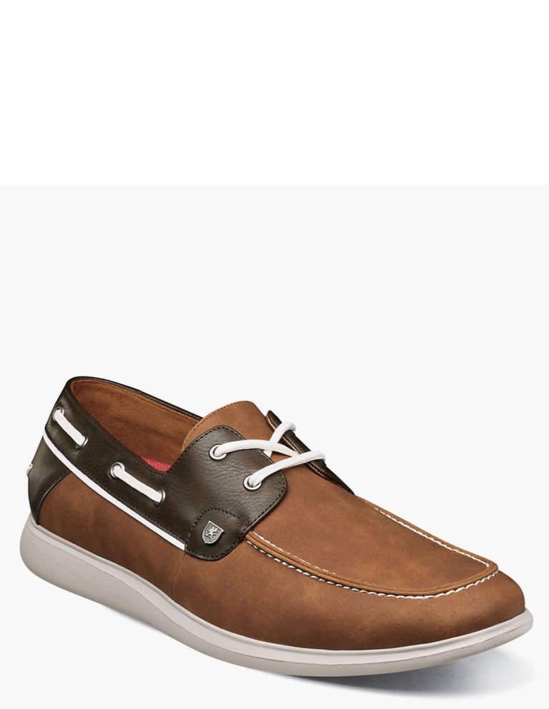 Men's Reid Moc Toe Boat Shoe In Cognac Multi - Cognac Multi