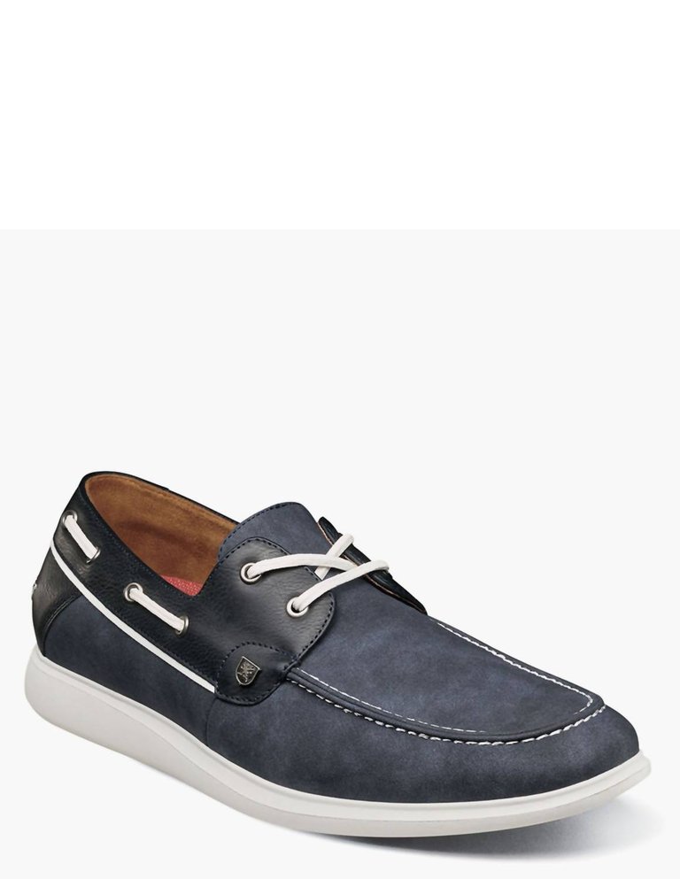 Men's Reid Moc Toe Boat Shoe In Navy - Navy