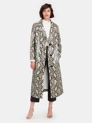 Mollie Snake Print Coat  - Beige Snake