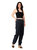 Women's High Waist Curved Denim Trouser Pants - Black Stone