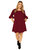 Women's Plus Size Crepe Knit 3/4 Balloon Sleeves Midi Dress - Brick