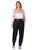 Women's Plus Size High Waist Curved Denim Trouser Pants - Black Stone